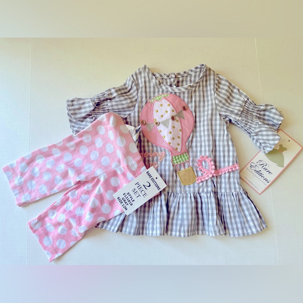 Baby Girls Applique Bunny Top and Seersucker Leggings, 2 Piece Set
